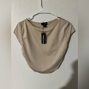 NWT PrettyLittleThing Shape Stone Slinky Ruched Side T-Shirt Size US 12